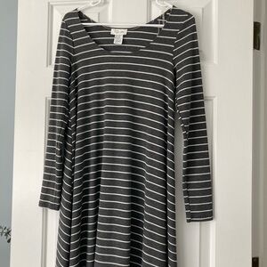 Grey/white striped swing dress